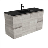 Fienza 1200mm Dolce Matte Black Top Industrial Wall Hung Vanity